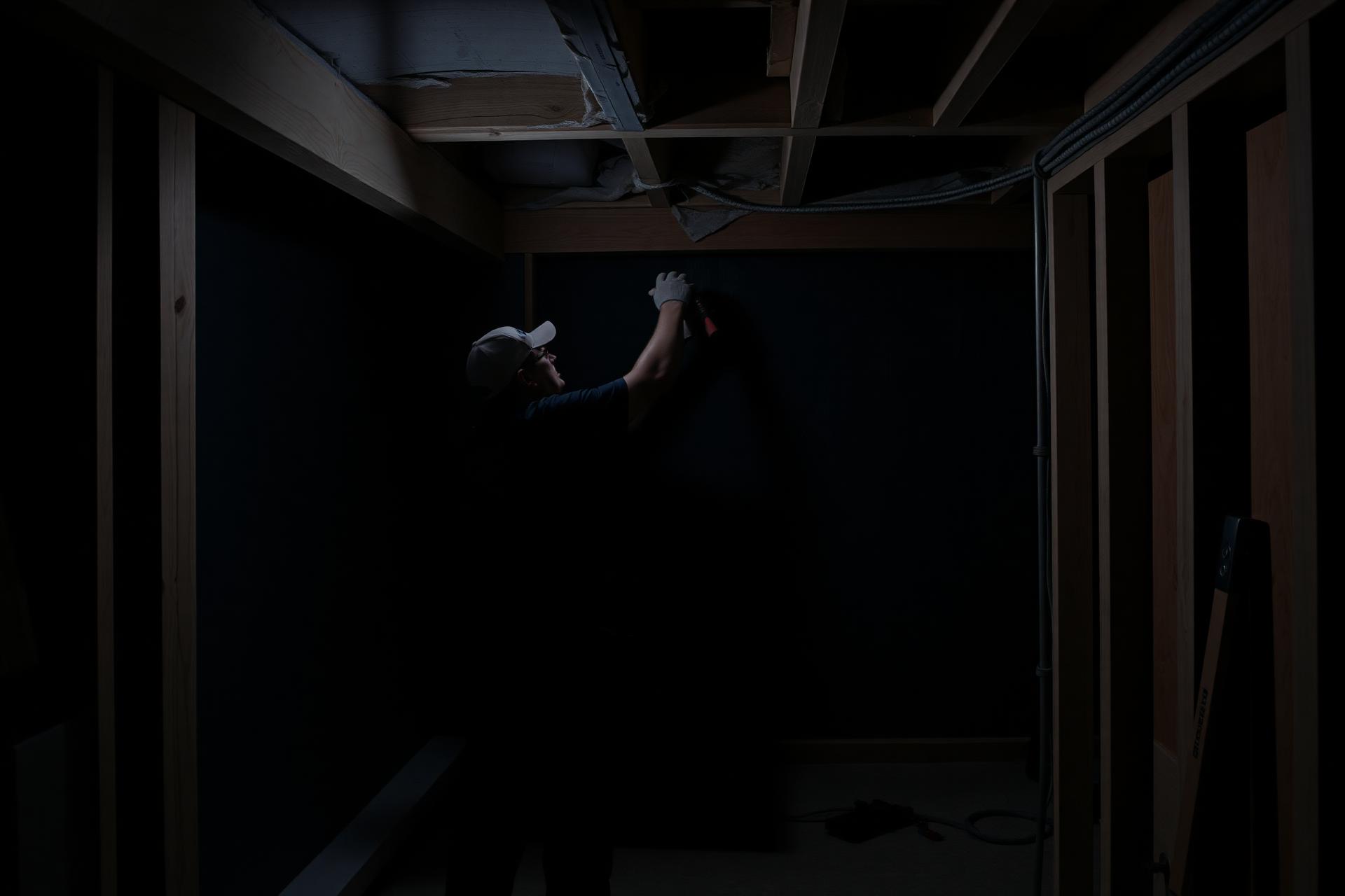 Contractor at work on an interior renovation jobsite